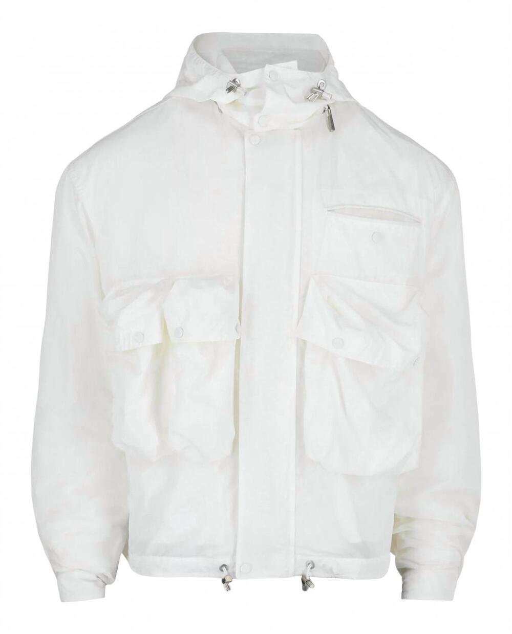 NEW SALVATORE FERRAGAMO men's hooded utility jacket in white